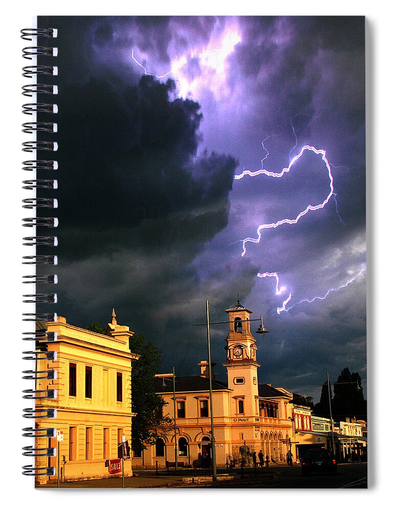 Lightning Spiral Notebook featuring the photograph Eureka Beechworth by Glen Johnson