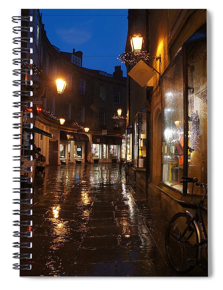 Night Street Of Cambridge Spiral Notebook featuring the photograph Evening after the rain by Elena Perelman
