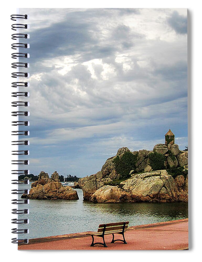 Port Blanc Spiral Notebook featuring the photograph Evening at Port Blanc - Cote de Granit Rose by Menega Sabidussi