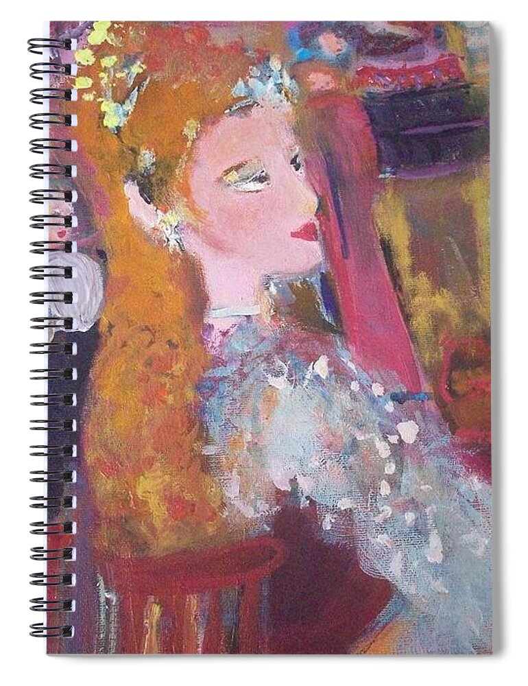 Theatre Spiral Notebook featuring the painting Evening at the theatre by Judith Desrosiers