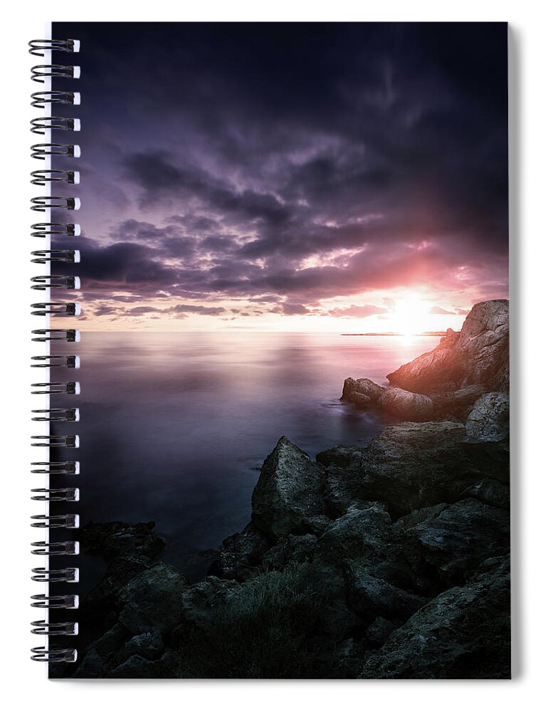 Scenics Spiral Notebook featuring the photograph Evening Sunset On Sea by Da-kuk