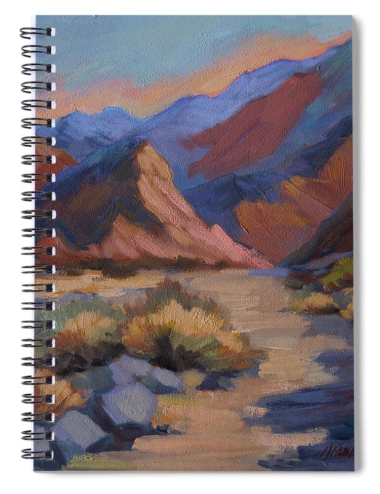 La Quinta Cove Spiral Notebook featuring the painting Evening Walk in La Quinta Cove by Diane McClary