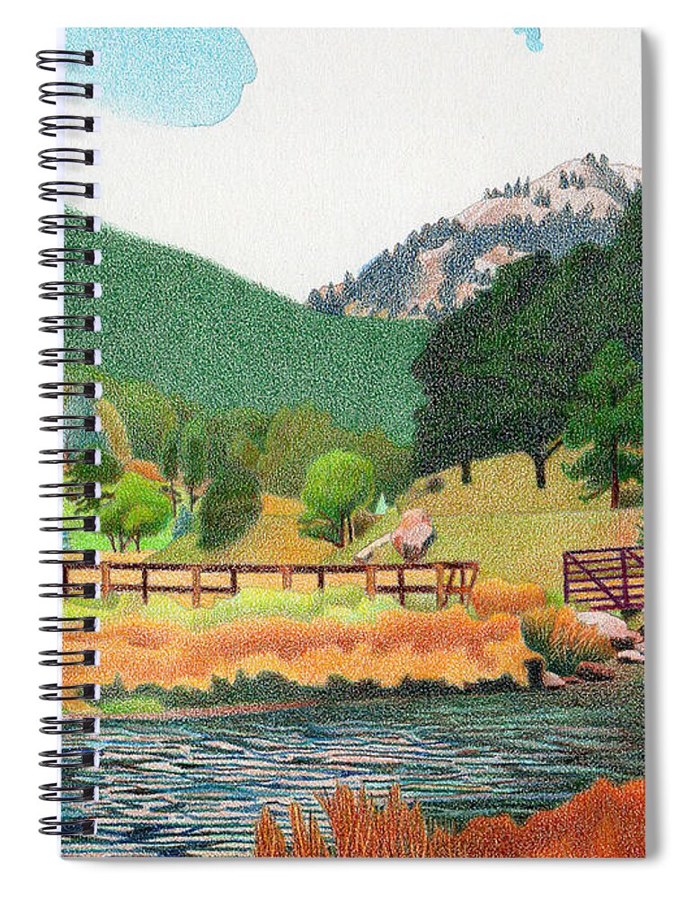 Art Spiral Notebook featuring the drawing Evergreen Lake Spring by Dan Miller