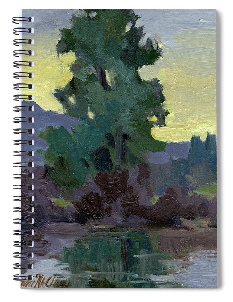 Pacific Northwest Spiral Notebook featuring the painting Evergreen Reflections by Diane McClary