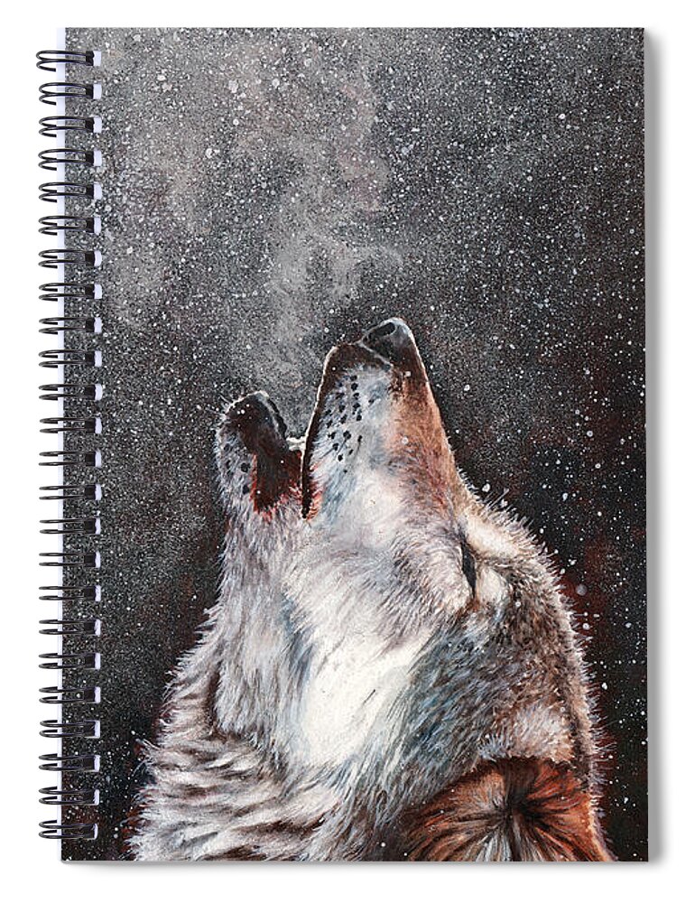 Wolf Spiral Notebook featuring the painting Every Breath I Take by Peter Williams