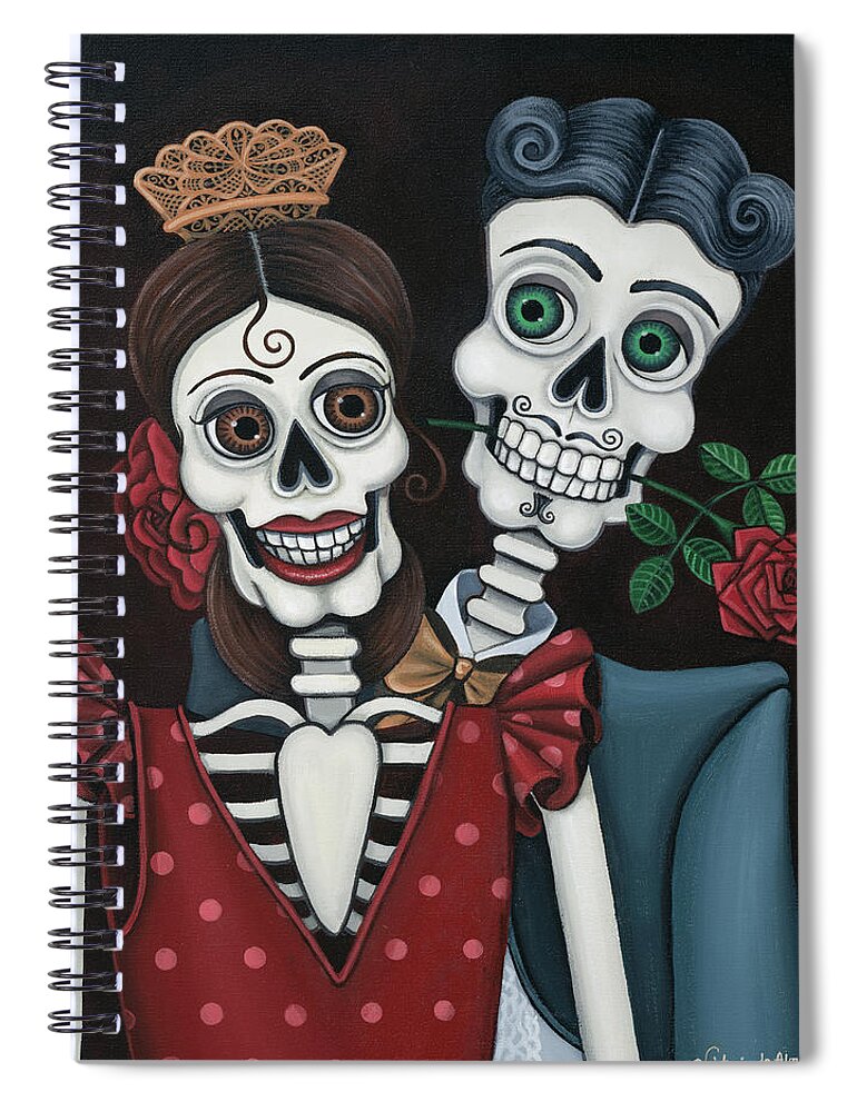 Day Of The Dead Spiral Notebook featuring the painting Every Juan Loves Carmen by Victoria De Almeida