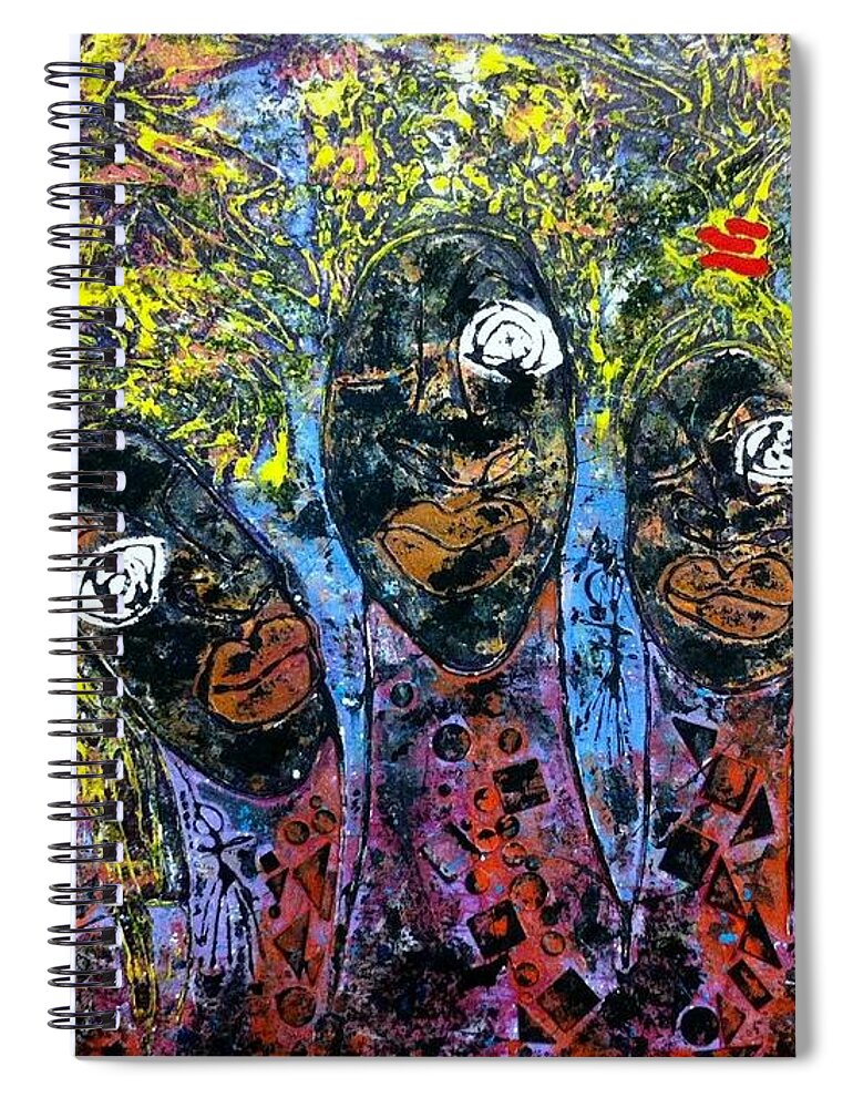 Family Spiral Notebook featuring the painting Exo Alpha Family One by Cleaster Cotton