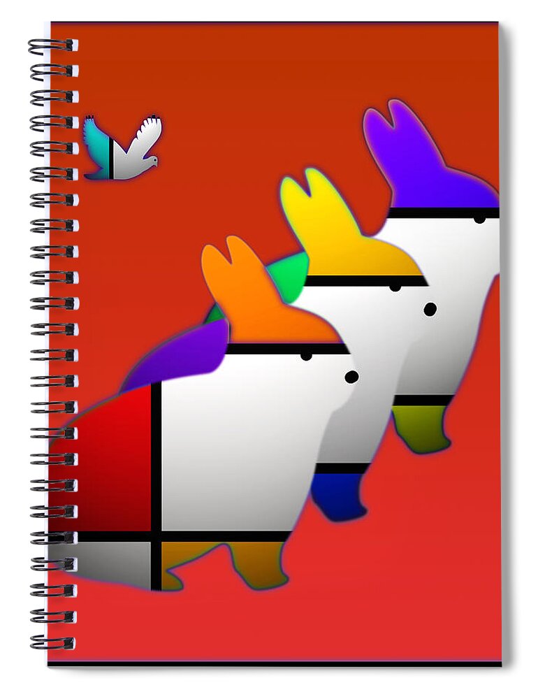 Rabbit Spiral Notebook featuring the painting Experimental by Charles Stuart