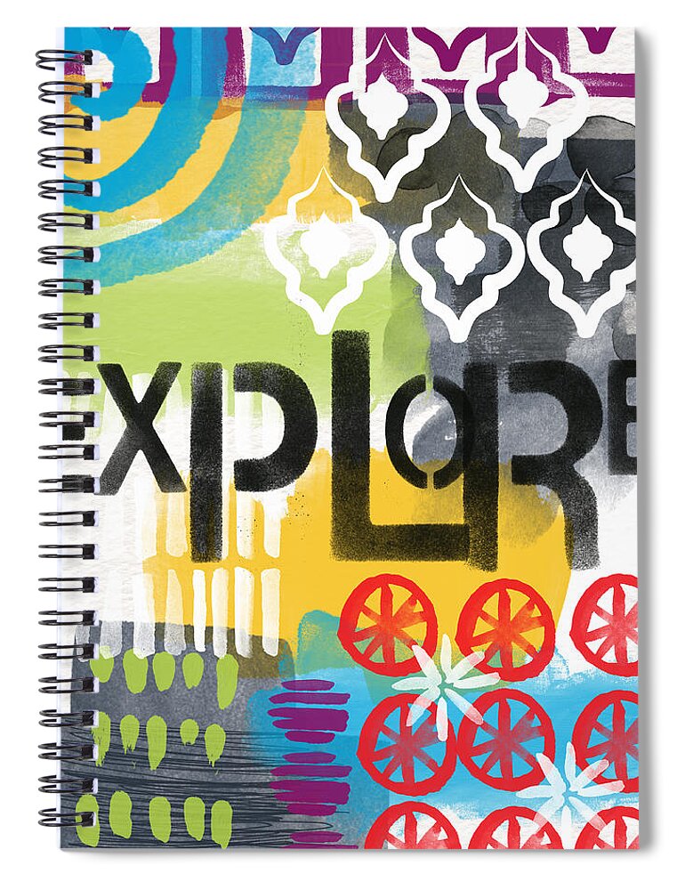 Abstract Painting Spiral Notebook featuring the painting Explore- Contemporary Abstract Art by Linda Woods