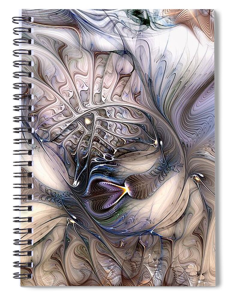 Abstract Spiral Notebook featuring the digital art Extrinsic To Everything by Casey Kotas