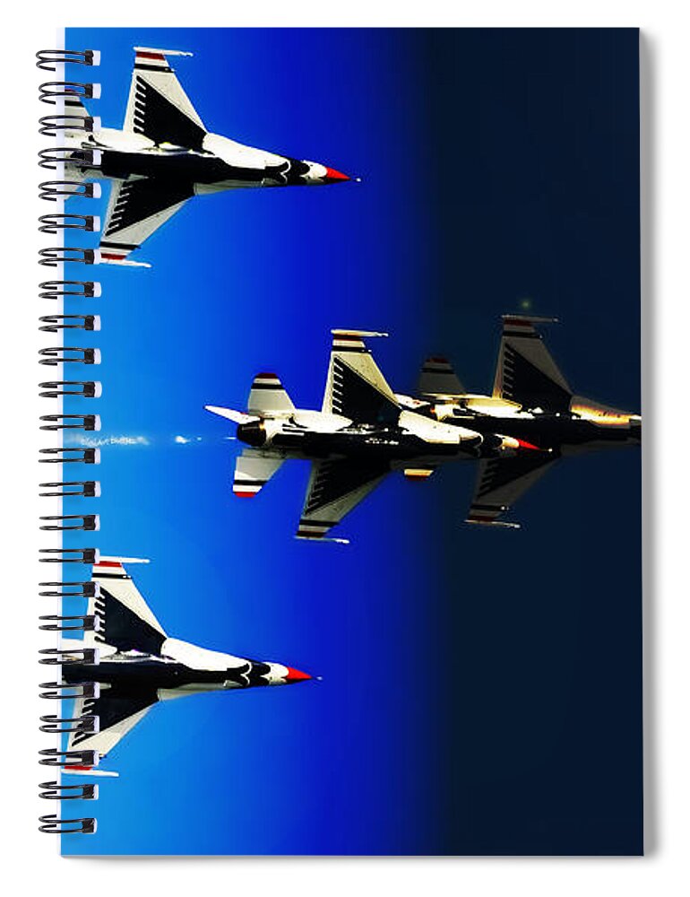 Thunderbirds Spiral Notebook featuring the photograph F16 Flight Into Space by DigiArt Diaries by Vicky B Fuller