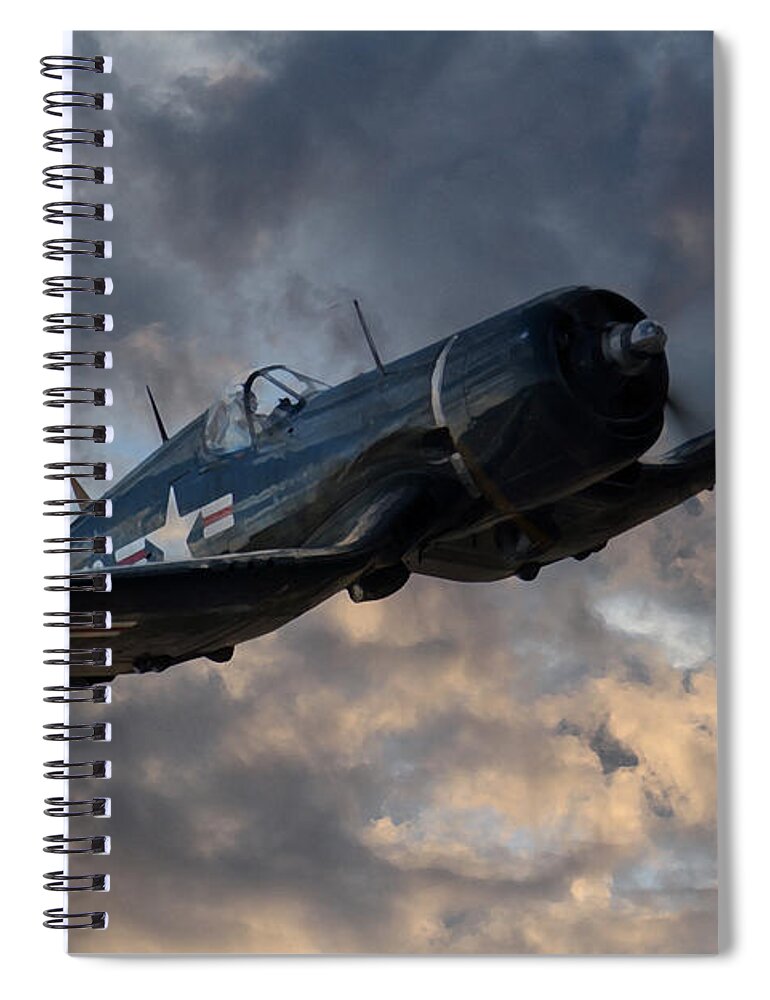 F-4u Spiral Notebook featuring the digital art F4 Corsair Tribute by Airpower Art