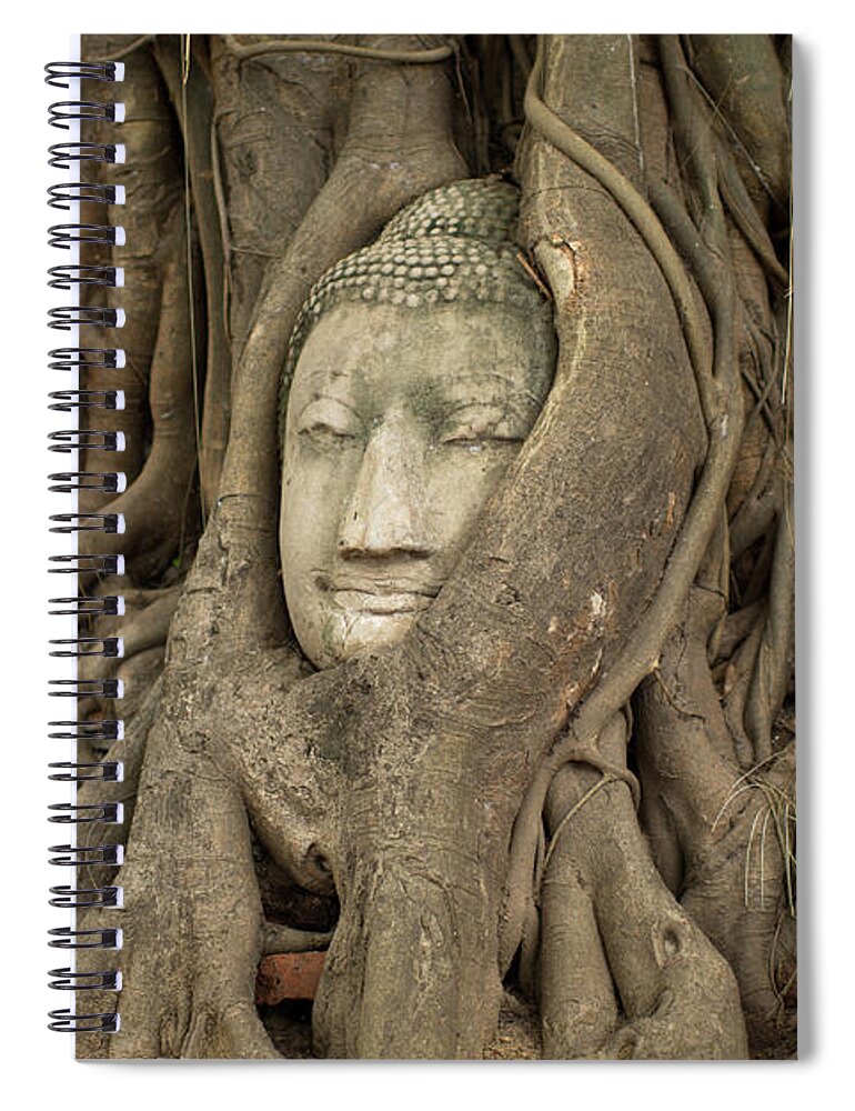 Statue Spiral Notebook featuring the photograph Face Of Ayutthaya by Nadia Casey Photo