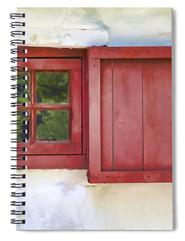 Architecture Spiral Notebook featuring the photograph Faded Red Painted Wood Window by David Letts