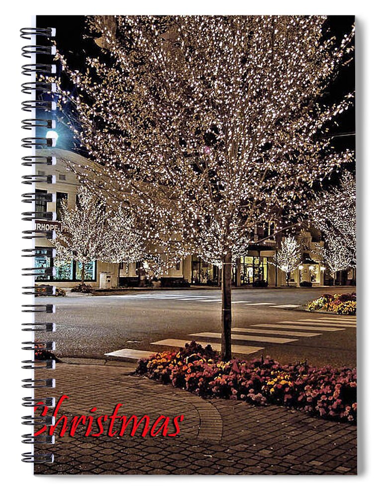 Palm Spiral Notebook featuring the digital art Fairhope Christmas by Michael Thomas