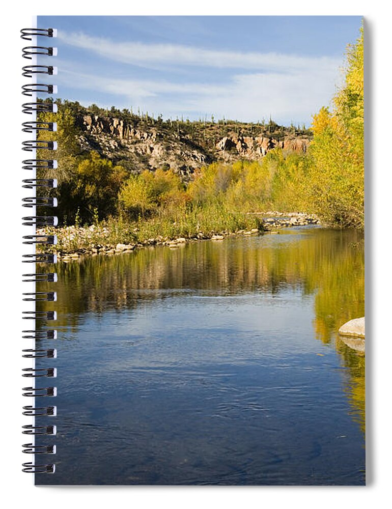 Feb0514 Spiral Notebook featuring the photograph Fall Along River Sierra Ancha by Tom Vezo