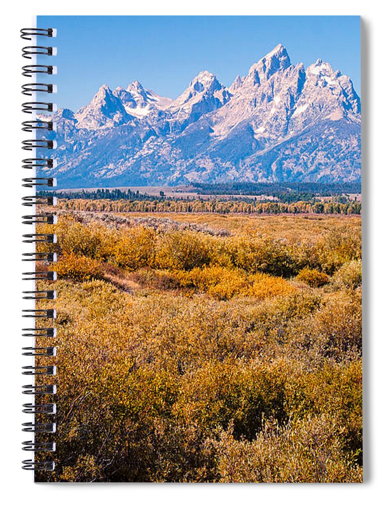 Tetons Spiral Notebook featuring the photograph Fall Colors in the Tetons  by Lars Lentz