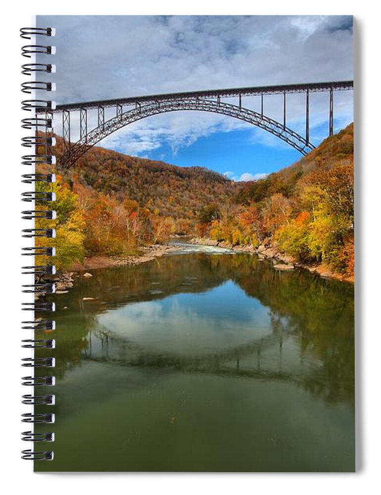 New River Gorge Spiral Notebook featuring the photograph Fall Reflections In The New River by Adam Jewell