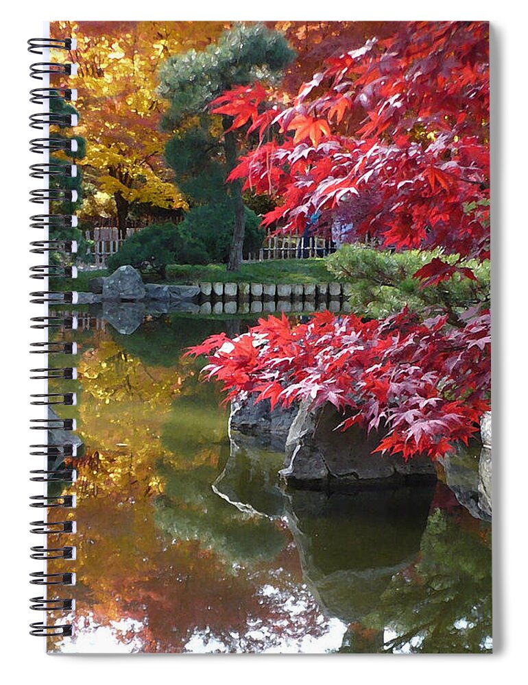 Fall Leaves Spiral Notebook featuring the photograph Fall Splendor - Digital Painting by Carol Groenen