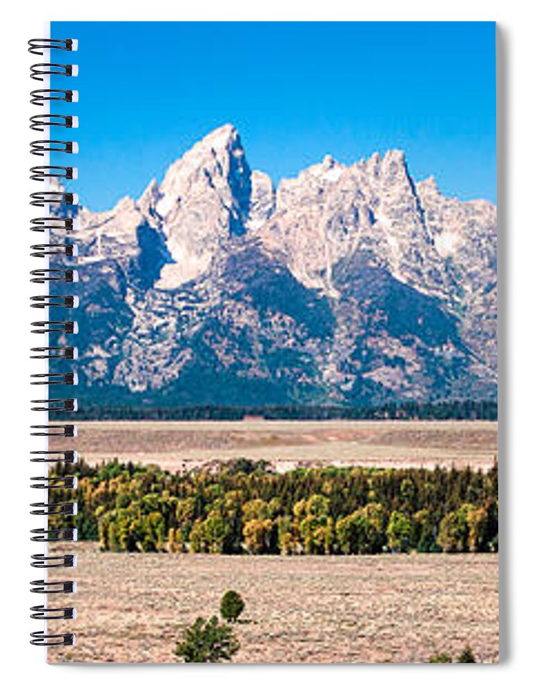 Tetons Spiral Notebook featuring the photograph Fall Tetons Panorama  by Lars Lentz