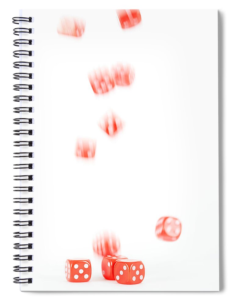   Spiral Notebook featuring the photograph Falling dice by Chevy Fleet