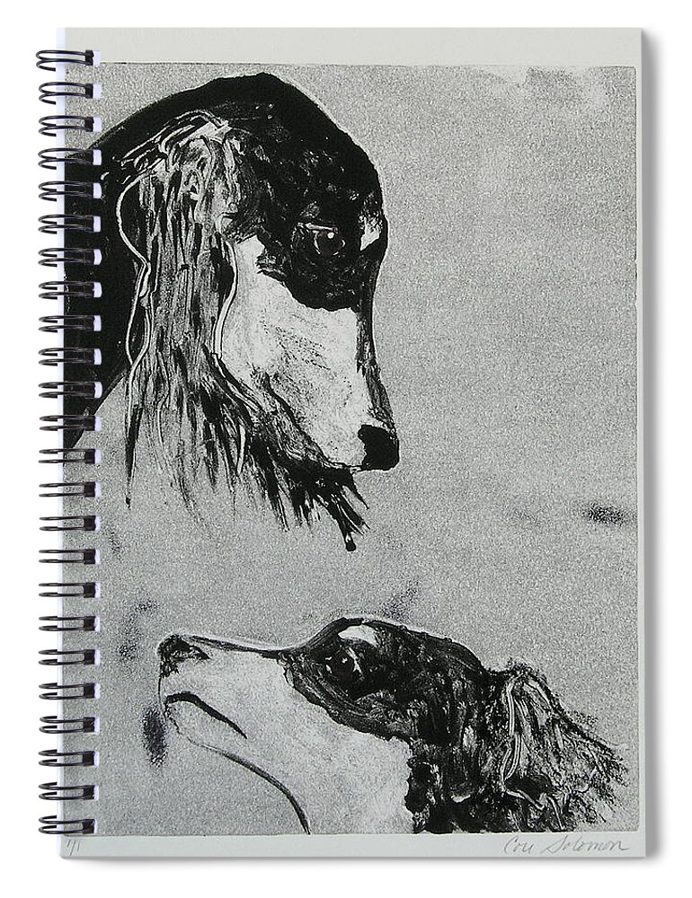 Saluki Spiral Notebook featuring the mixed media Family Affair by Cori Solomon