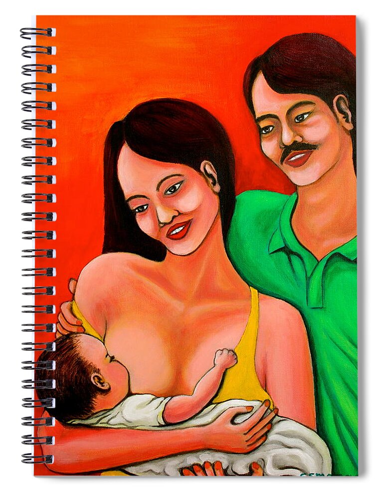 Family Spiral Notebook featuring the painting Family by Cyril Maza