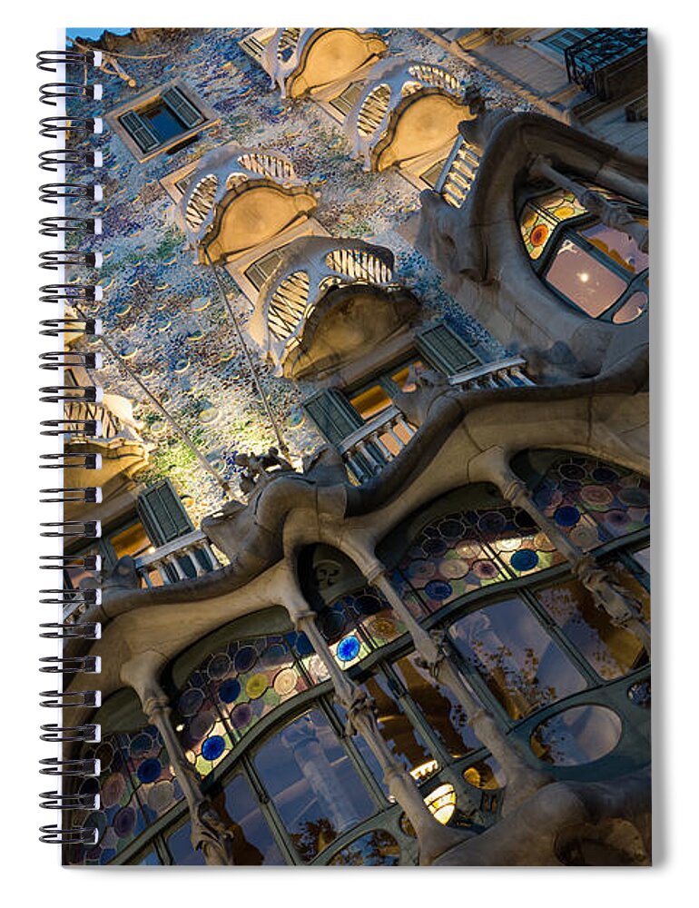 Antoni Gaudi Spiral Notebook featuring the photograph Fantastical Casa Batllo - Antoni Gaudi Barcelona by Georgia Mizuleva