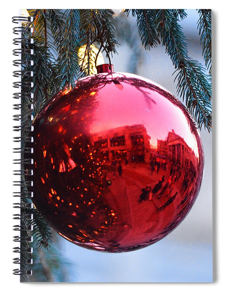 Faneuil Hall Spiral Notebook featuring the photograph Faneuil Hall Christmas Tree Ornament by Toby McGuire