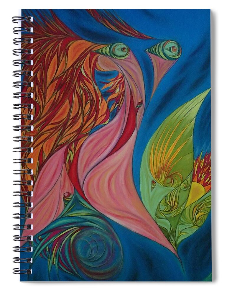 Pastel Spiral Notebook featuring the pastel Far Away Eyes by Robert Nickologianis