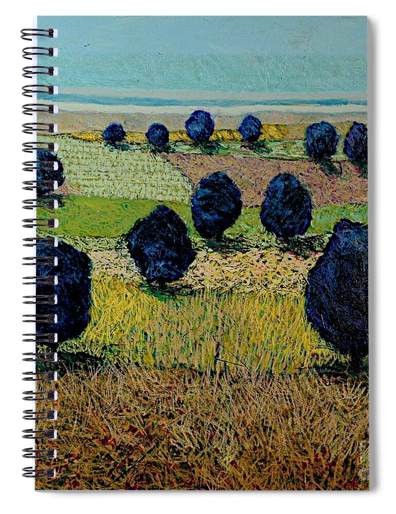 Landscape Spiral Notebook featuring the painting Faraway Field by Allan P Friedlander