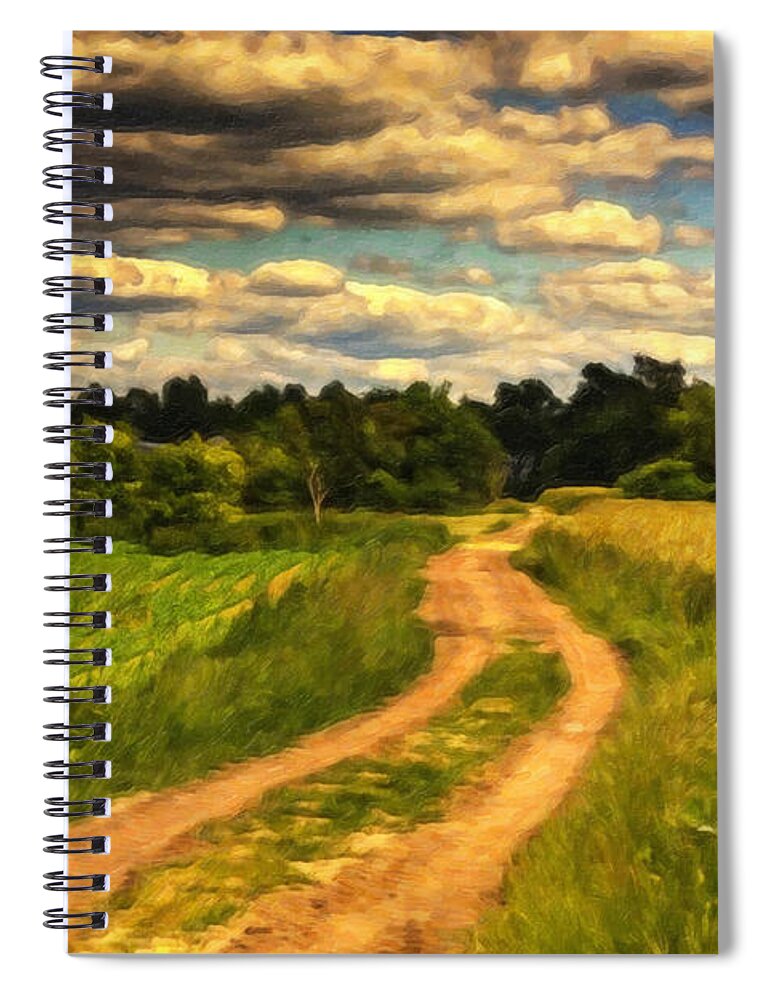 Germany Spiral Notebook featuring the painting Farm Country Germany Ger3700 by Dean Wittle
