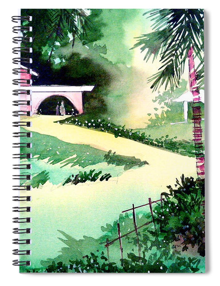 Valentine Spiral Notebook featuring the painting Farm House New by Anil Nene