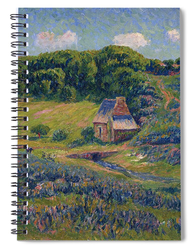 Henry Moret Spiral Notebook featuring the painting Farm in Bretonne Campagne by Henry Moret