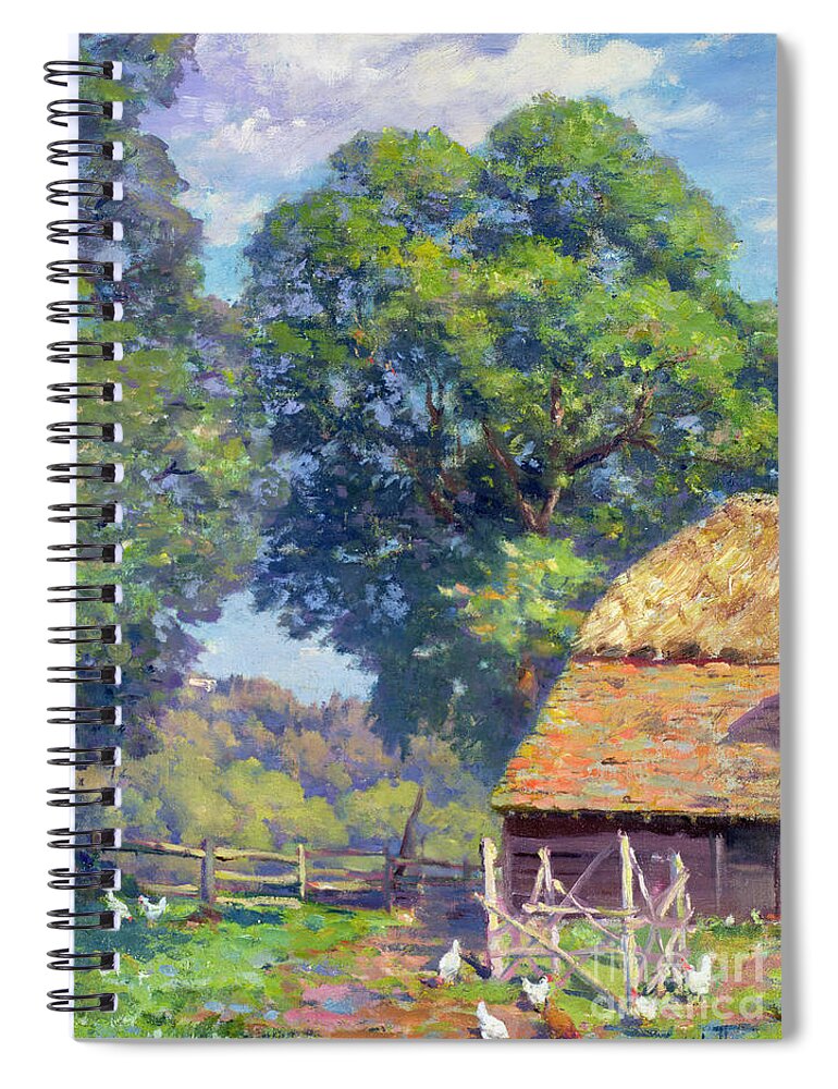 Fence Spiral Notebook featuring the painting Farmyard with Poultry by Gabriel Edouard Thurner