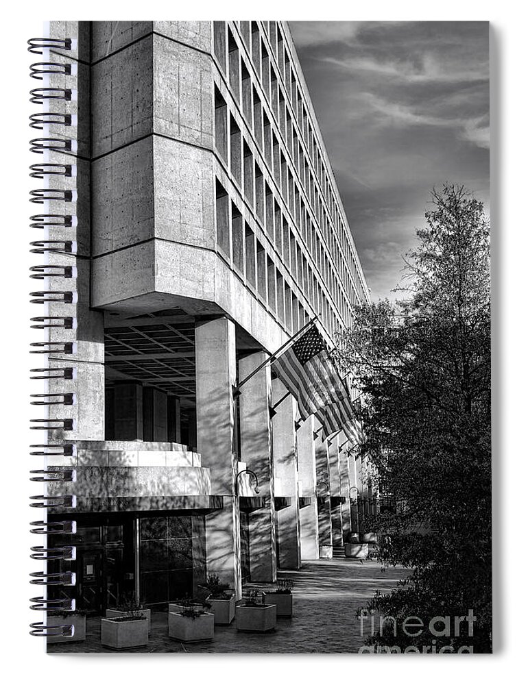 Fbi Spiral Notebook featuring the photograph FBI Building Modern Fortress by Olivier Le Queinec