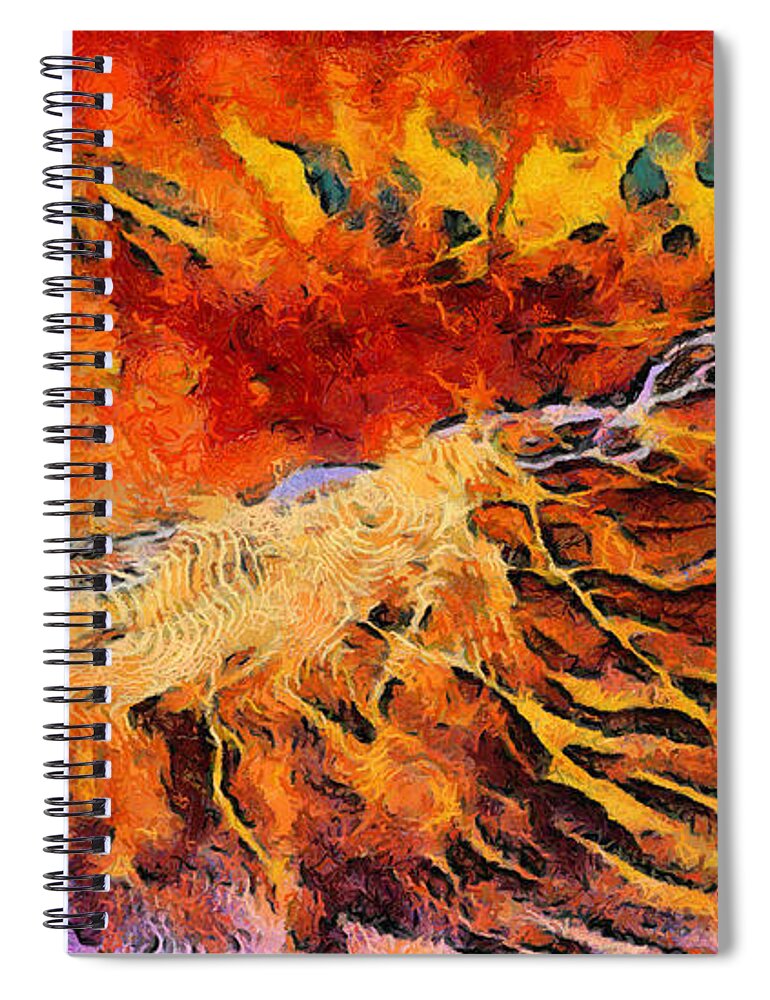 Rossidis Spiral Notebook featuring the painting Feelings eruption by George Rossidis