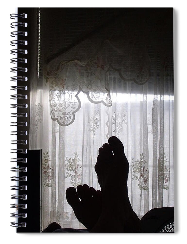 Surrealism Spiral Notebook featuring the photograph Feet Watching Shoes by Lyric Lucas