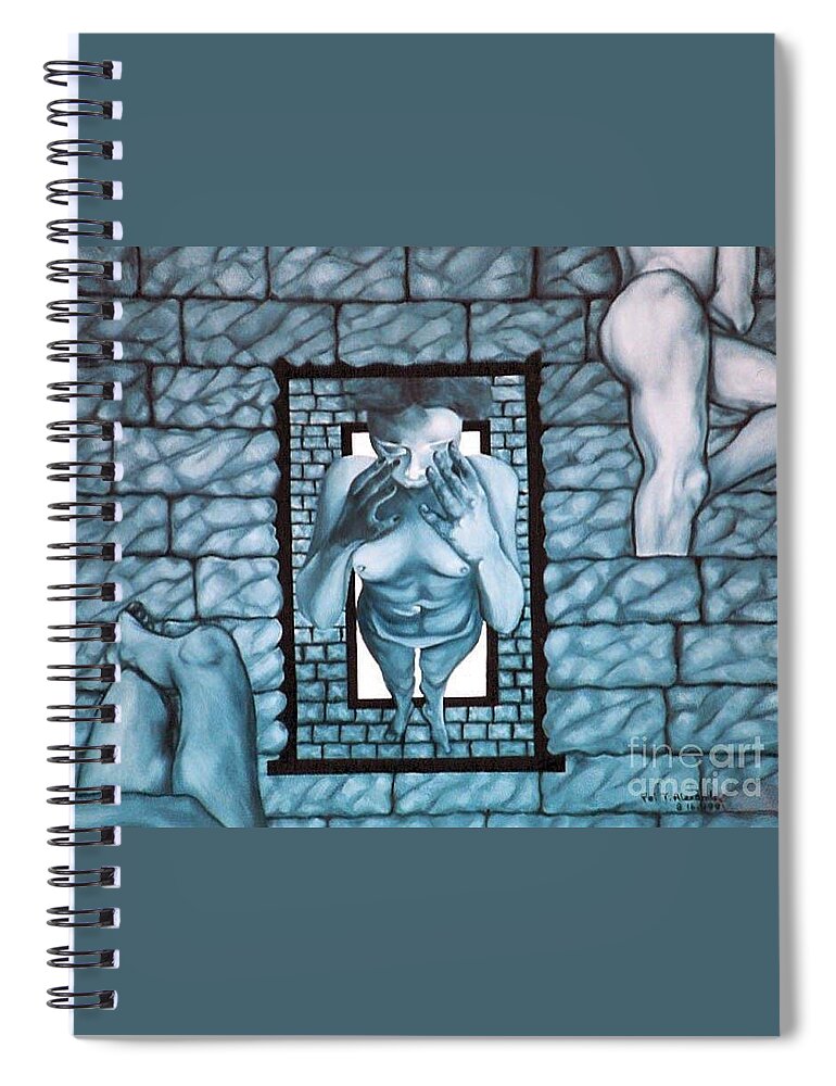 Surrealism Spiral Notebook featuring the painting Female's Gray World by Fei A