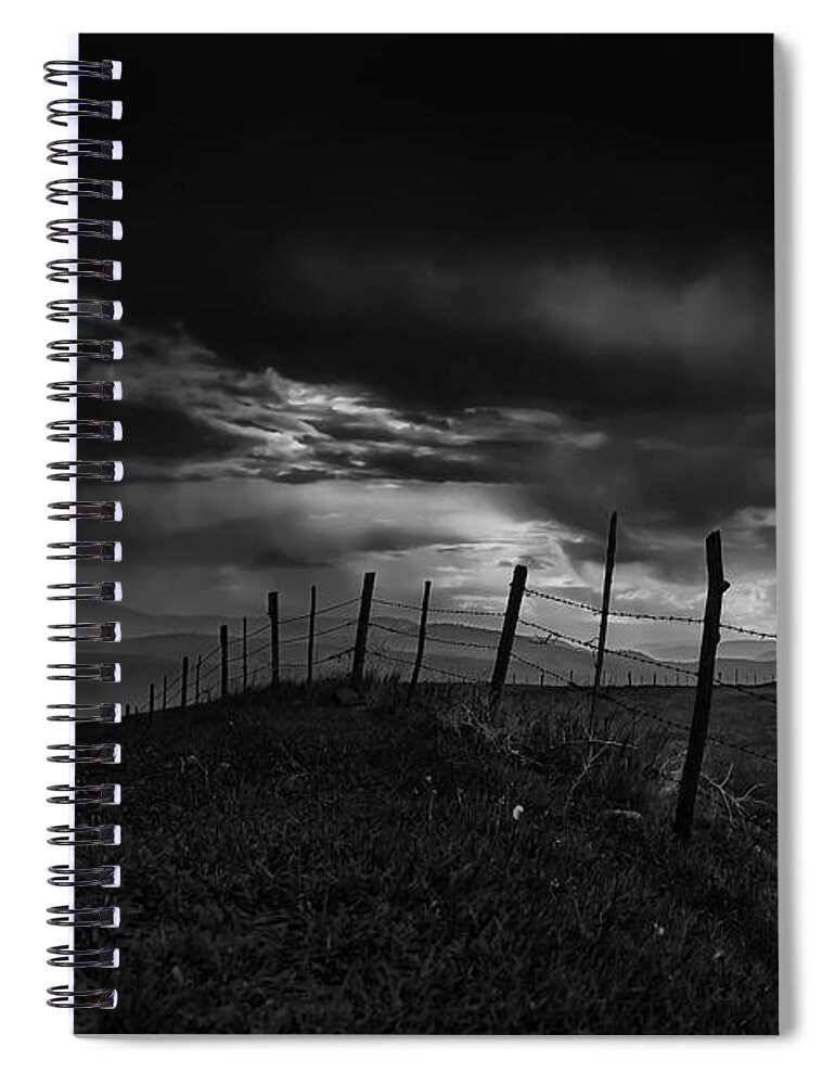 Black And White Spiral Notebook featuring the photograph Fence Line by Theresa Tahara