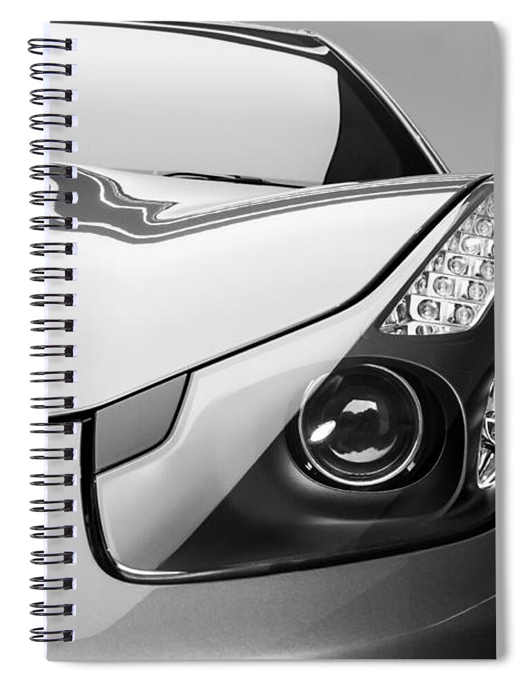White Spiral Notebook featuring the photograph Ferrari Headlight by Matt Malloy