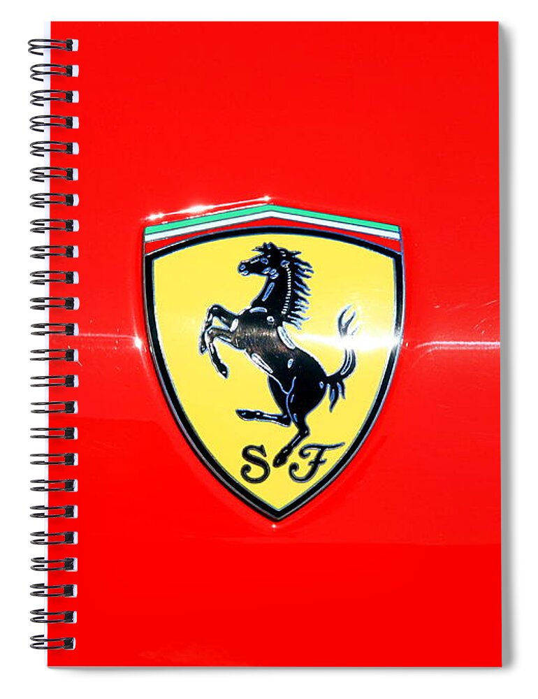 Ferrari Spiral Notebook featuring the photograph Ferrari Logo by Valentino Visentini