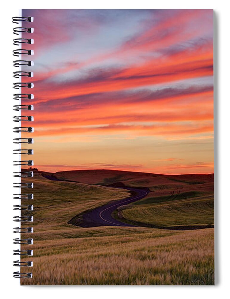 Wheat Spiral Notebook featuring the photograph Fields and Dreams by Mark Kiver