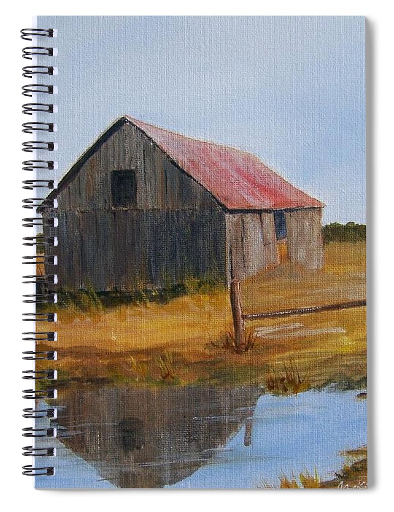 Barn Spiral Notebook featuring the painting Fields Of Gold by Jackie Mueller-Jones