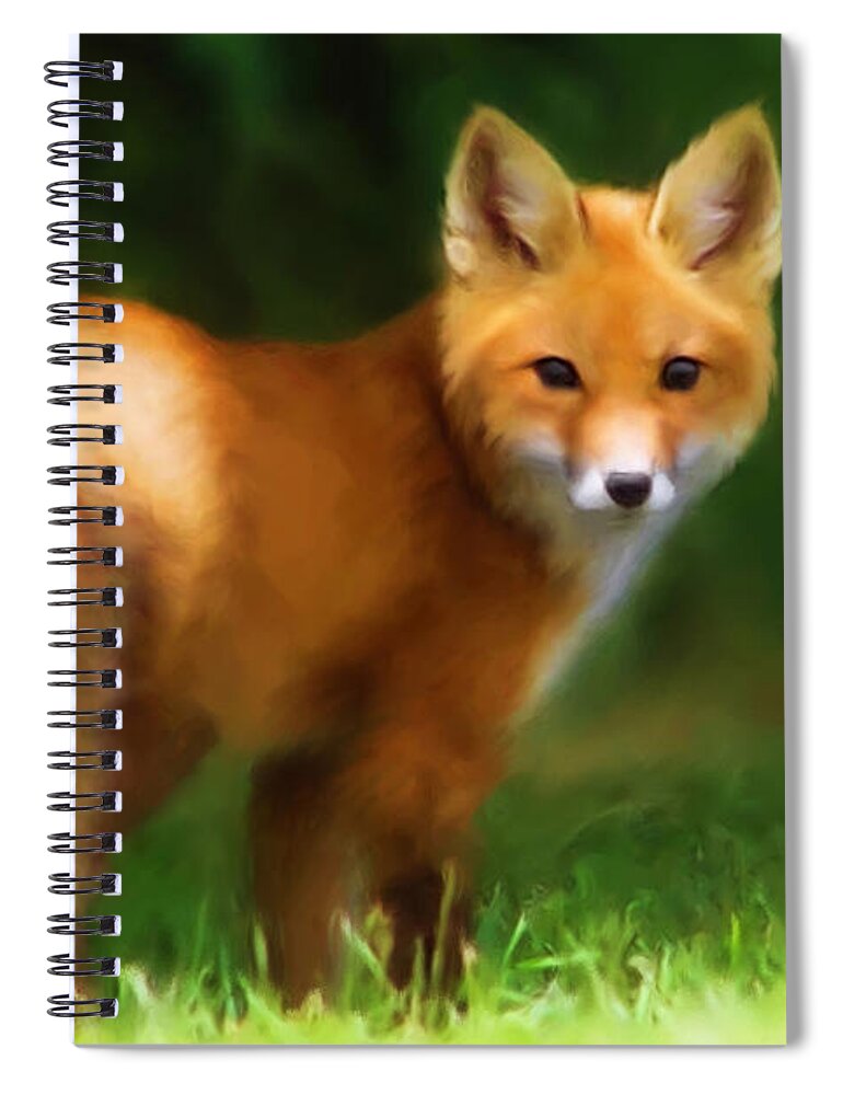 Fox Spiral Notebook featuring the painting Fiery Fox by Christina Rollo