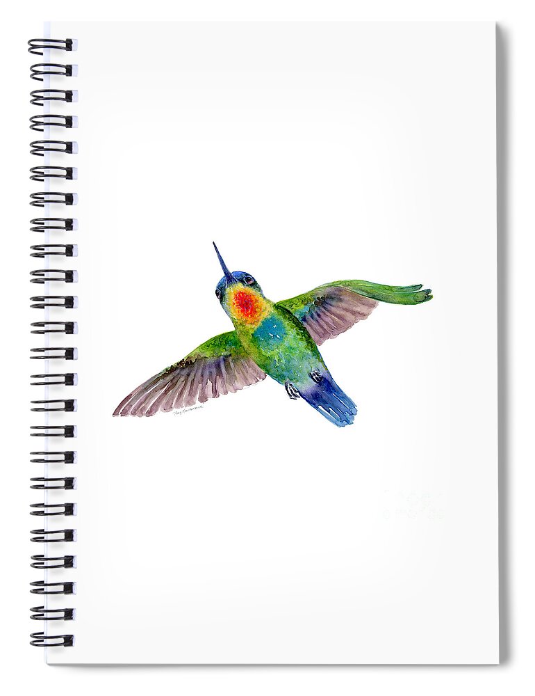 Bird Spiral Notebook featuring the painting Fiery-Throated Hummingbird by Amy Kirkpatrick