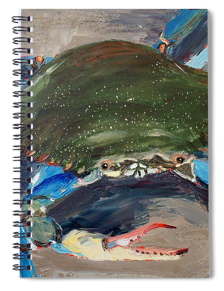 Blue Crab Spiral Notebook featuring the painting Fightin' Mad by Jill Ciccone Pike
