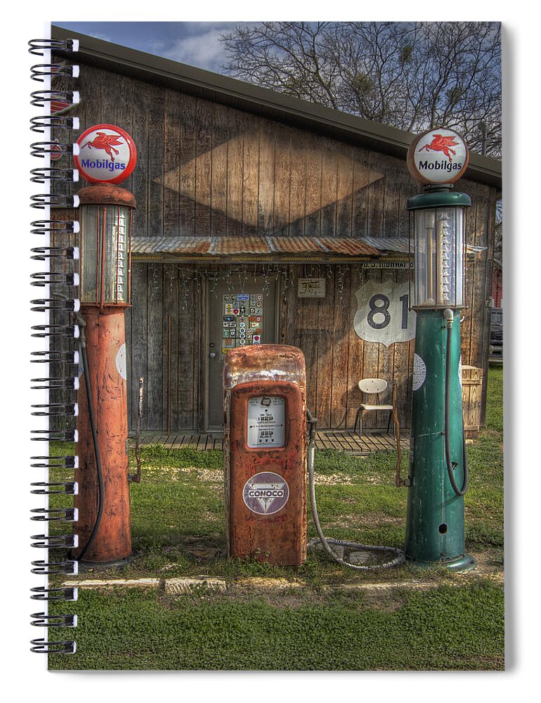 Automobile Spiral Notebook featuring the photograph Fill 'Er Up by David and Carol Kelly