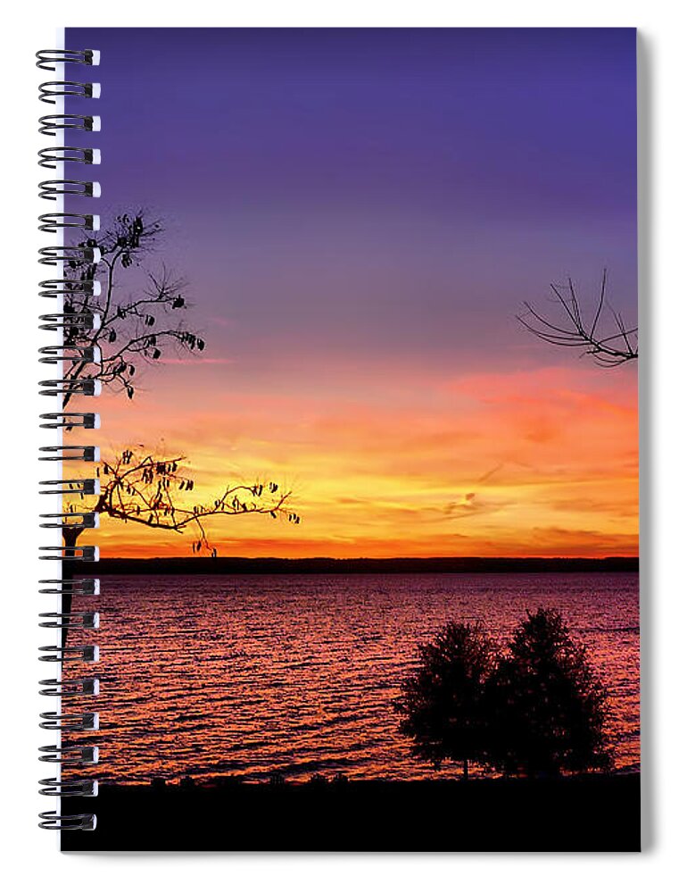 Ny Spiral Notebook featuring the photograph Finger Lakes Purple Sunset by Mitchell R Grosky