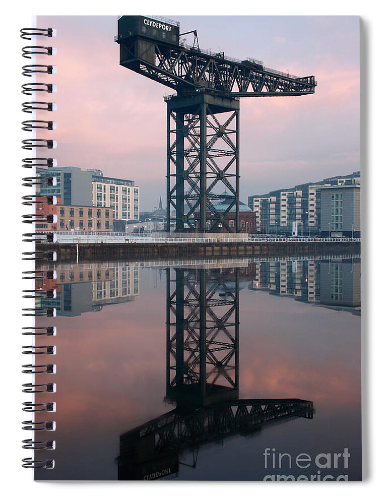 Glasgow Finnieston Crane Spiral Notebook featuring the photograph Finnieston Crane Reflections by Maria Gaellman